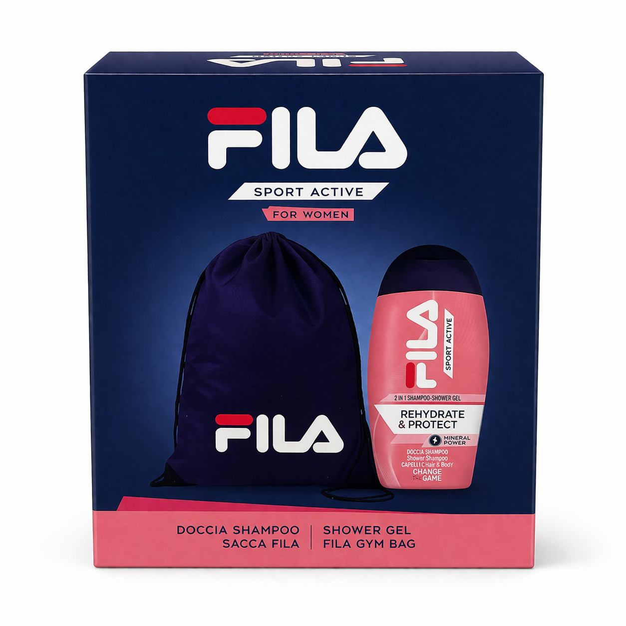 FILA Sport Active Kit Donna – Shampoo Doccia 2in1 + Sacca Gym
