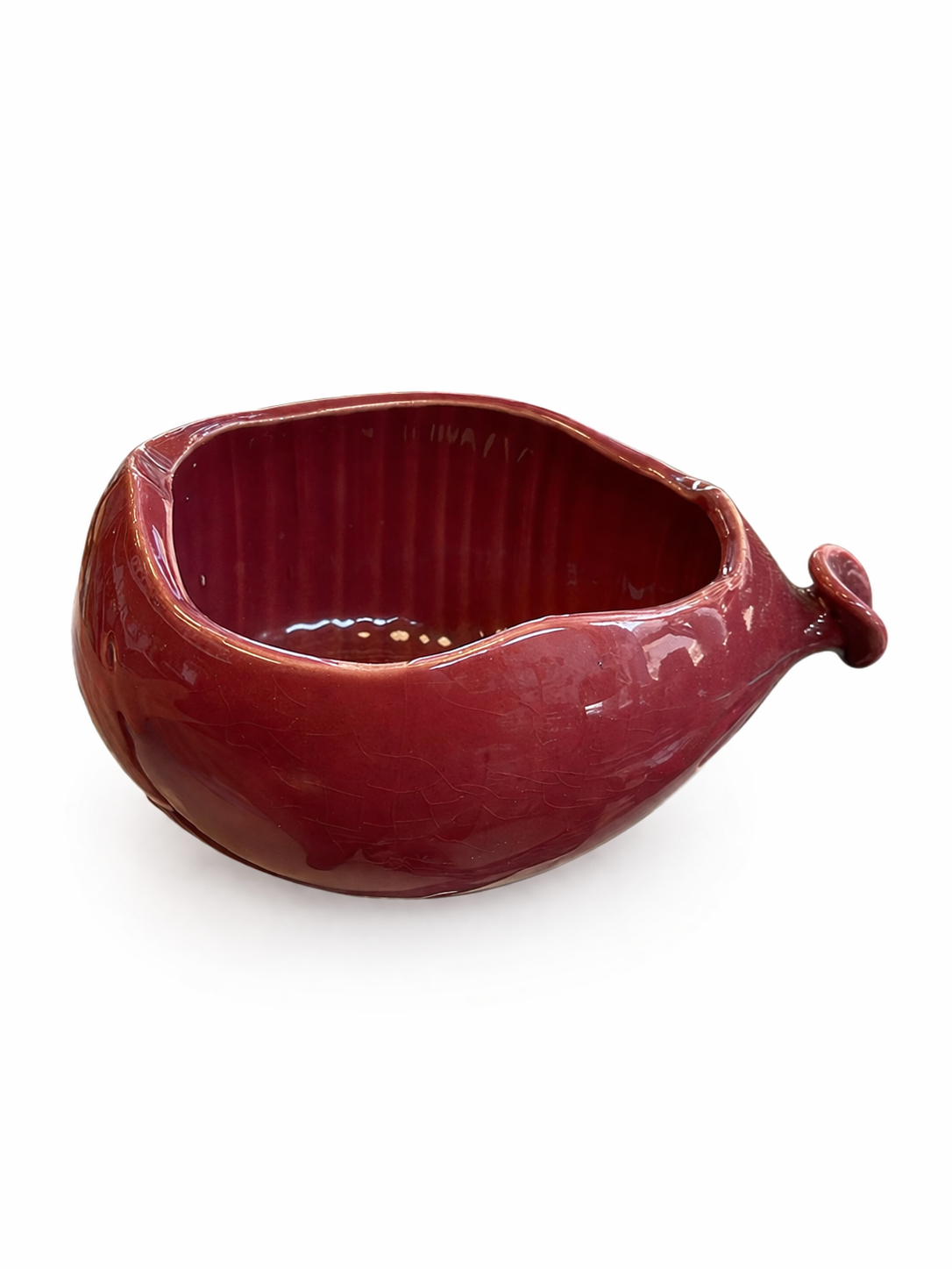 Ciotola decorativa in ceramica bordeaux con beccuccio – stile vintage elegante