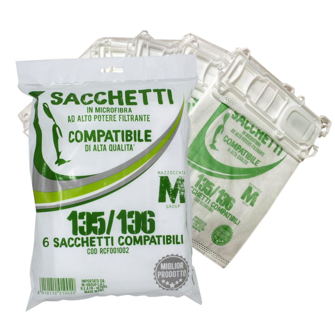 SACCHETTI COMPATIBILI IN MICROFIBRA 6pz - Folletto VK135/136