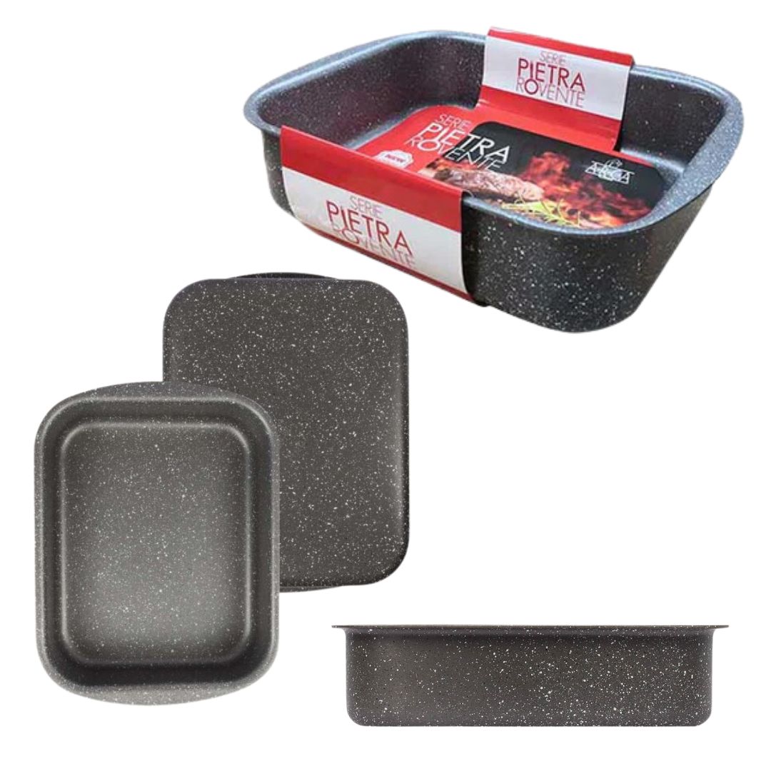 TEGLIA PIETRA ROVENTE 100% Antiaderente e Antigraffio - Rostiera da Forno 25X20cm