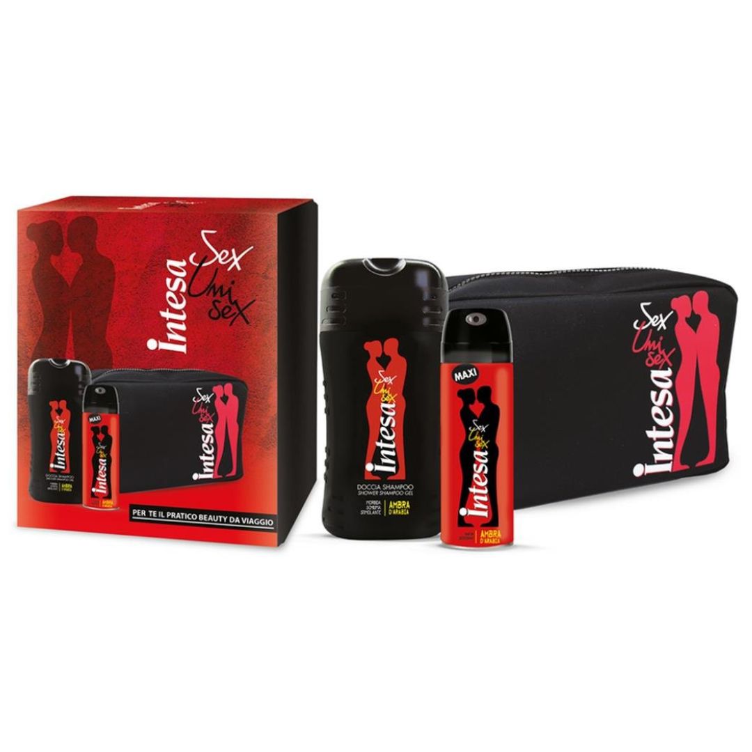 INTESA UNISEX | Set Regalo Ambra d’Arabia - Parfum Deodorant 150ml + Doccia Shampoo 250ml + Pochette Omaggio