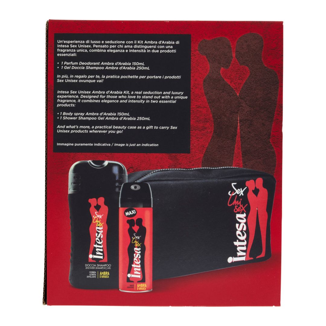 INTESA UNISEX | Set Regalo Ambra d’Arabia - Parfum Deodorant 150ml + Doccia Shampoo 250ml + Pochette Omaggio