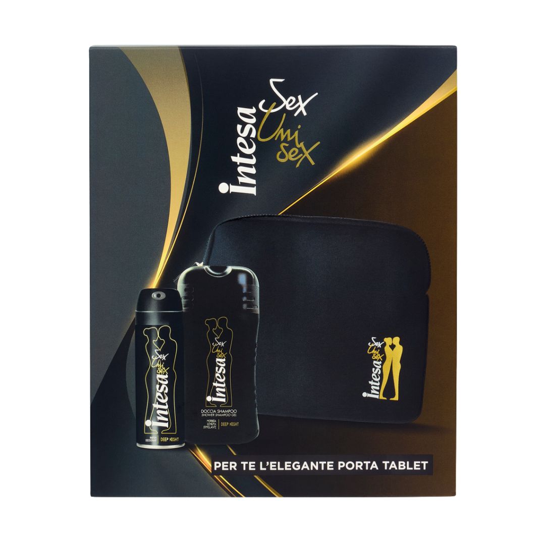 INTESA SEX UNISEX | Set Regalo Deep Night - Parfum Deodorant 125ml + Doccia Shampoo 250ml + Porta Tablet