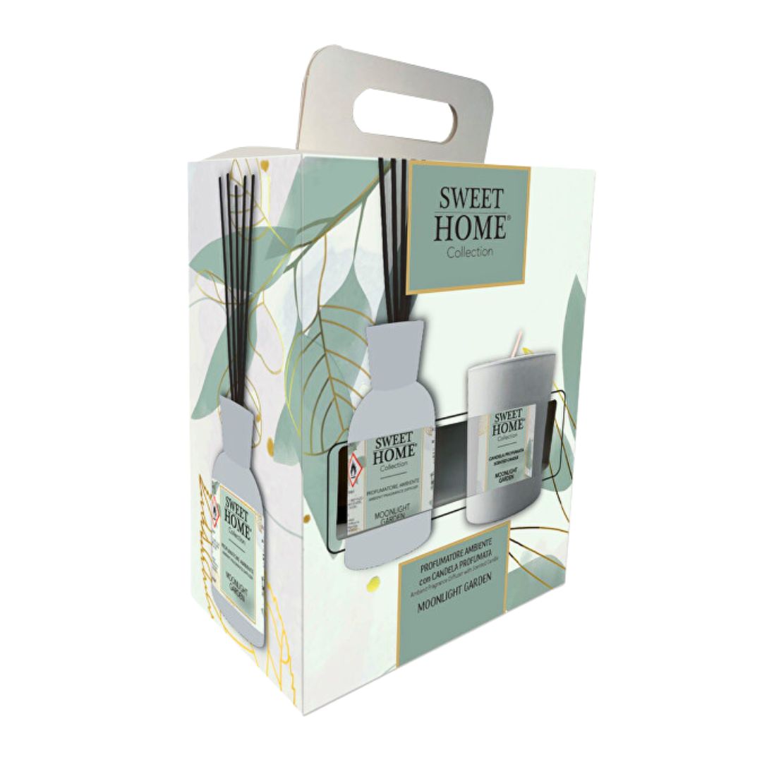 SWEET HOME | Gift Set Moonlight Garden - Profumatore Ambiente a Bastoncini 100ml + Candela 110g
