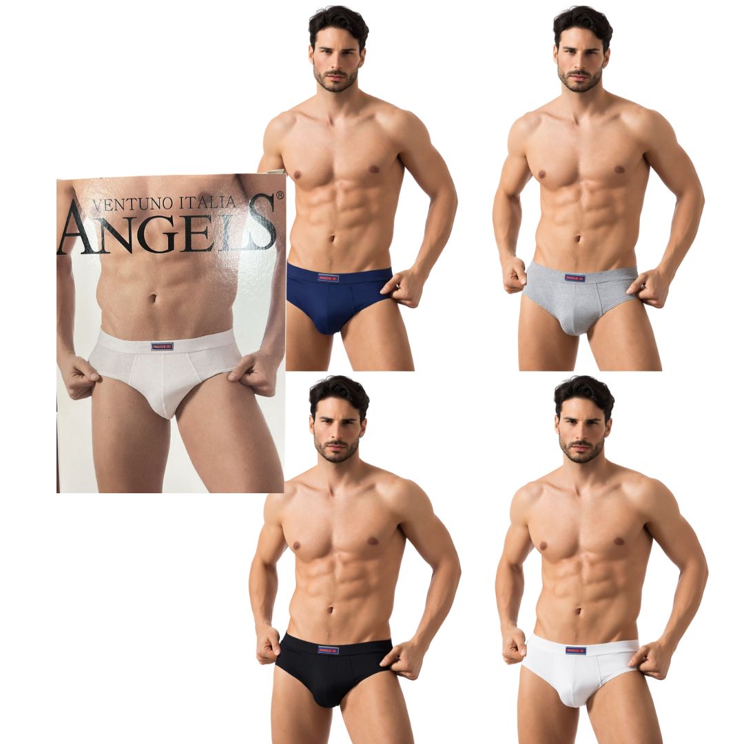 ANGELS SLIP UOMO in Cotone Elasticizzato – Confezione 1 pz (Blu, Mélange, Nero, Bianco)