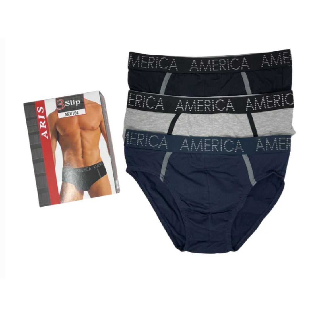 SLIP UOMO in Cotone Elasticizzato – Confezione 3 pz (Nero, Grigio, Blu)