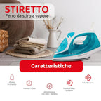 MELCHIONIFAMILY Stiretto – Ferro da Stiro a Vapore con Piastra in Ceramica 1700W