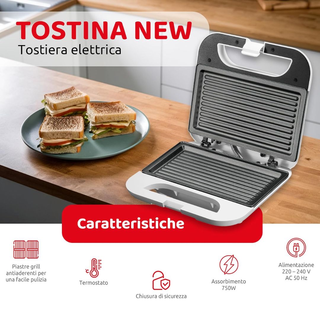 MELCHIONIFAMILY Tostina New – Tostiera Elettrica 750W