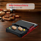 MELCHIONIFAMILY Burgy – Mini Bistecchiera Elettrica 1000W con Piastre Grill Antiaderenti