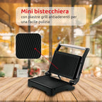 MELCHIONIFAMILY Burgy – Mini Bistecchiera Elettrica 1000W con Piastre Grill Antiaderenti