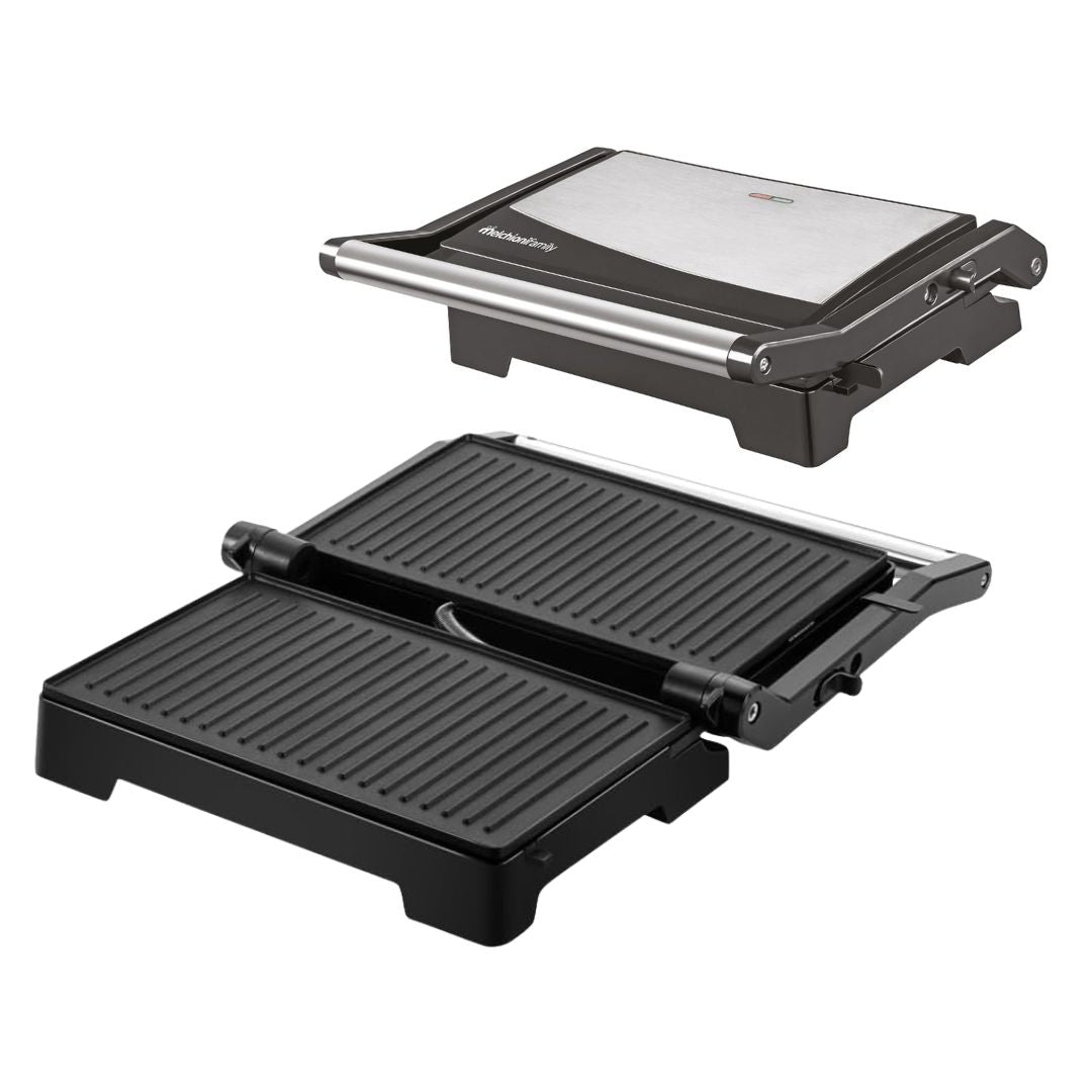 MELCHIONIFAMILY Burgy – Mini Bistecchiera Elettrica 1000W con Piastre Grill Antiaderenti