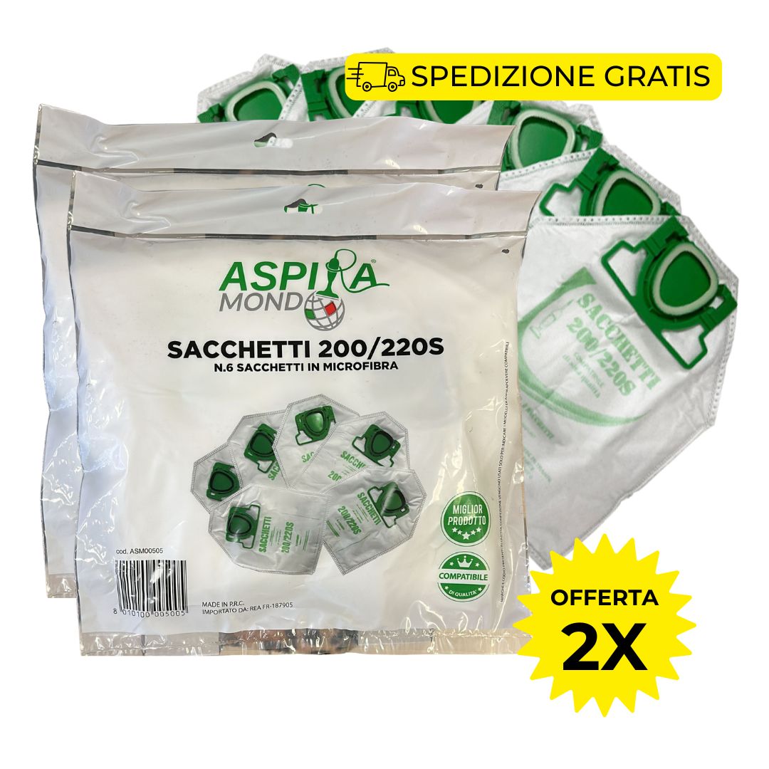 Folletto VK200/220s - 12 SACCHETTI COMPATIBILI IN MICROFIBRA 2X6pz