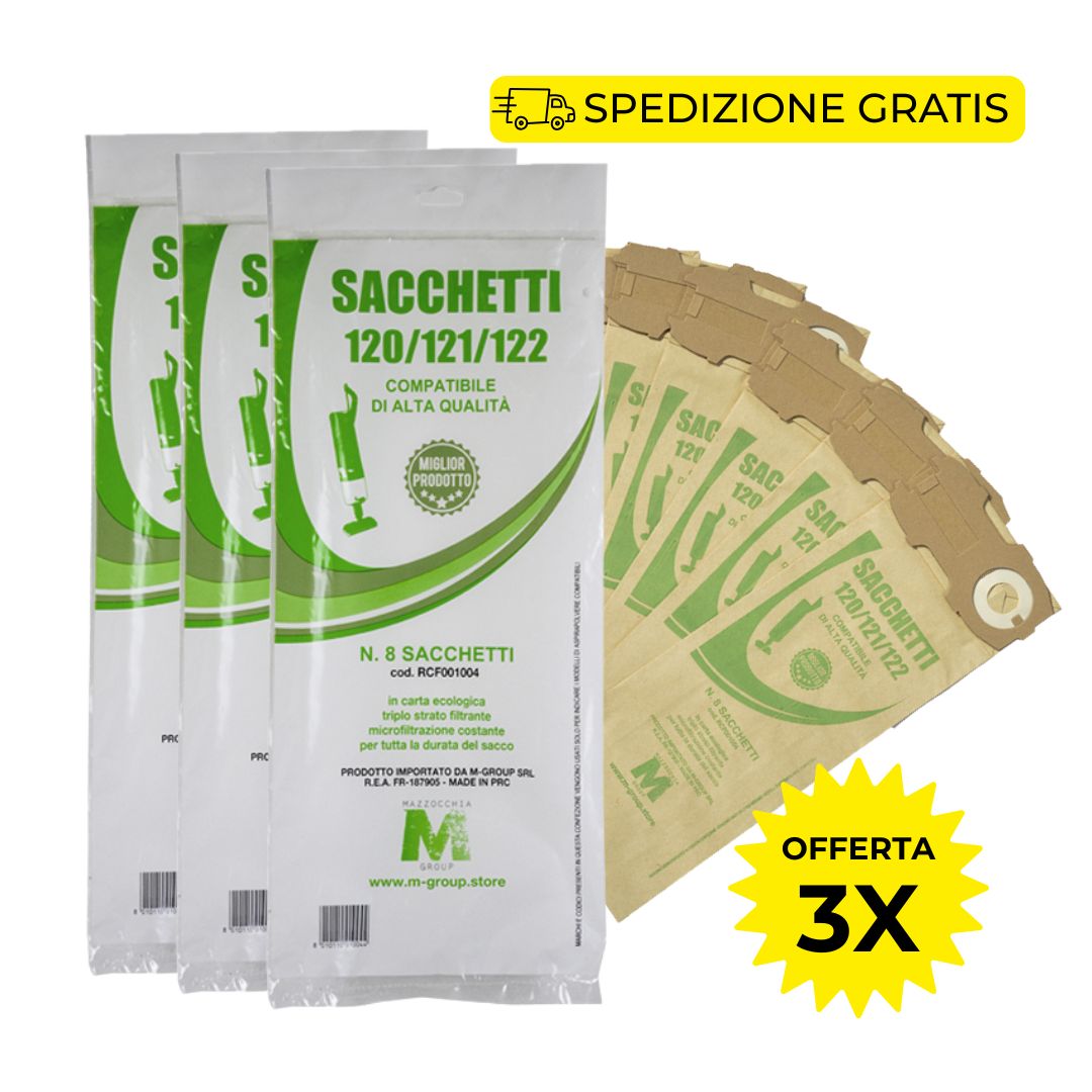 Folletto VK120/121/122 - 24 SACCHETTI COMPATIBILI IN CARTA 3x8pz