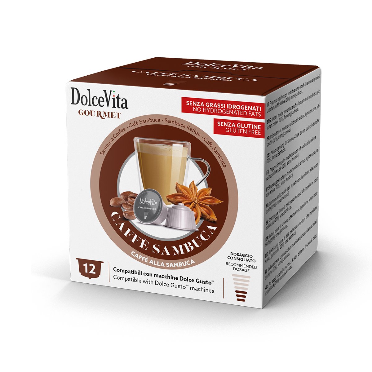 DOLCEVITA CAFFE' SAMBUCA - Bevanda solubile al gusto di caffè alla sambuca 12cap. DolceGusto