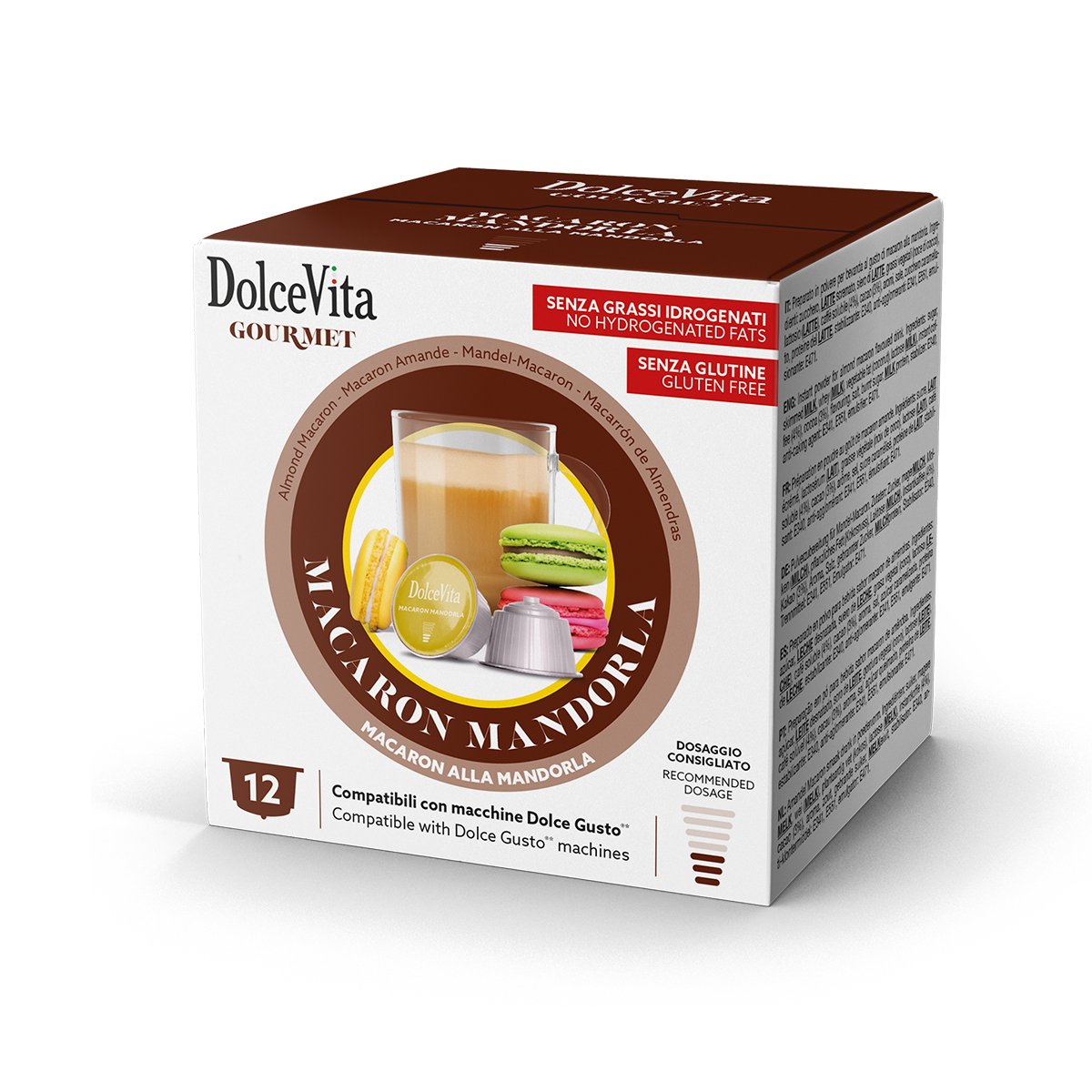 DOLCEVITA MACARON MANDORLA - Bevanda solubile al gusto di macaron alla mandorla 12cap. DolceGusto